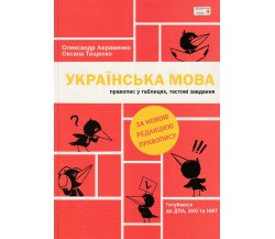 ЗНО Украинский язык (правописание в таблицах, тестовые задания) в новой редакции авт. Авраменко изд. Книголав
