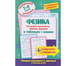 Физика в таблицах и схемах 7-9 класс (лучший справочник ДПА (ЗНО) + шпаргалка в подарок) авт. Пеева А.  изд. Торсинг
