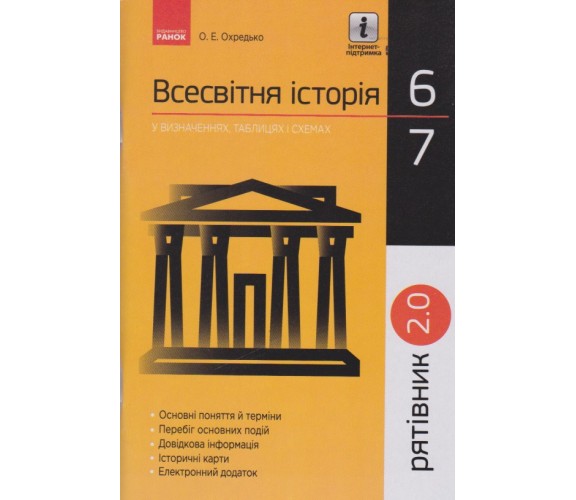 Всемирная история 6-7 класс в определениях, таблицах и схемах (спасатель 2.0) авт. Охредько изд. Ранок купити